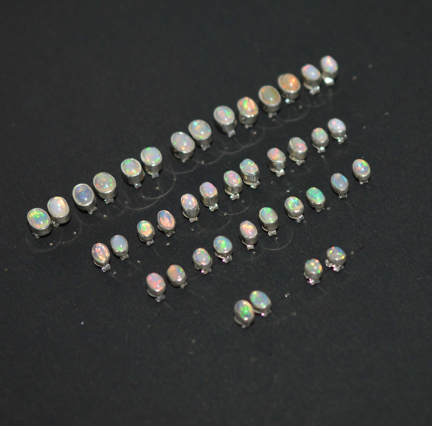 WHOLESALE 20PR 925 SOLID STERLING SILVER ETHIOPIAN OPAL STUD EARRING LOT