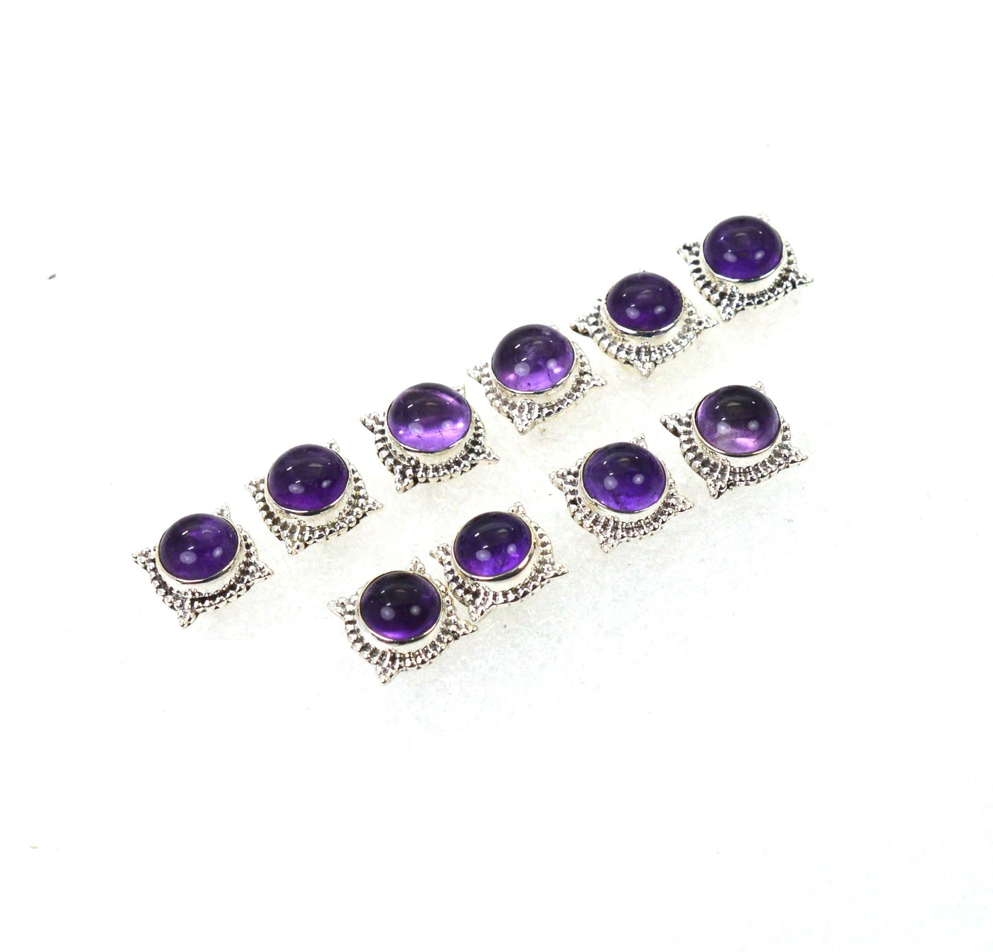 WHOLESALE 5PR 925 SOLID STERLING SILVER PURPLE AMETHYST STUD EARRING LOT