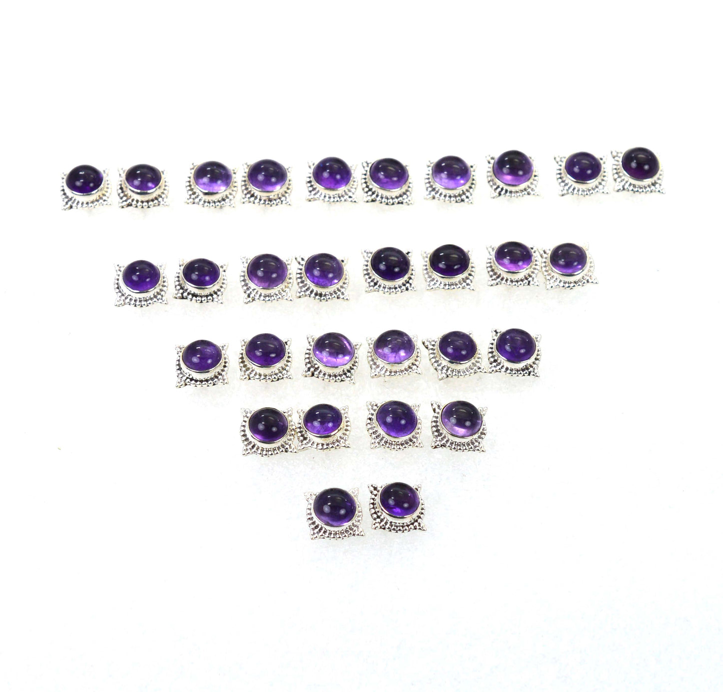 WHOLESALE 15PR 925 SOLID STERLING SILVER PURPLE AMETHYST STUD EARRING LOT