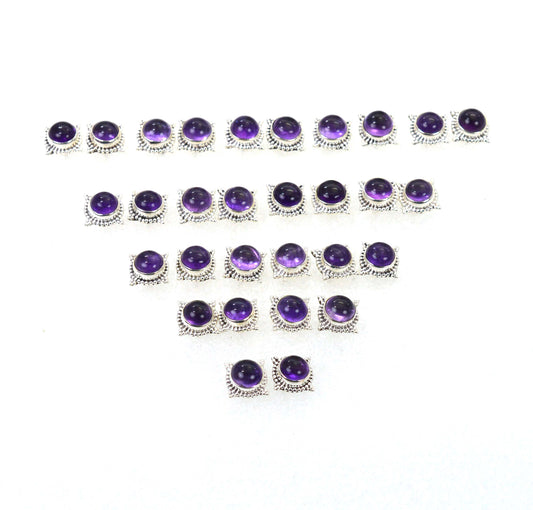 WHOLESALE 15PR 925 SOLID STERLING SILVER PURPLE AMETHYST STUD EARRING LOT