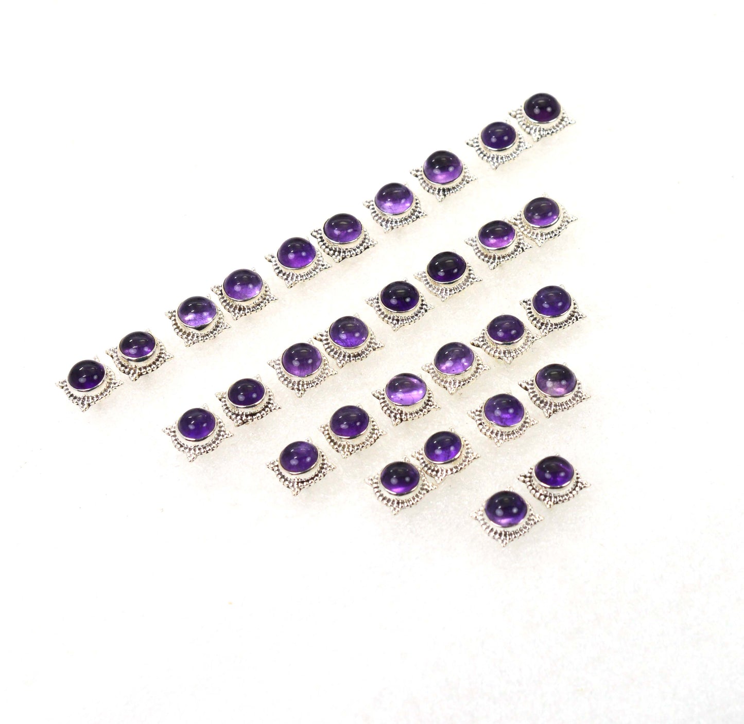 WHOLESALE 15PR 925 SOLID STERLING SILVER PURPLE AMETHYST STUD EARRING LOT