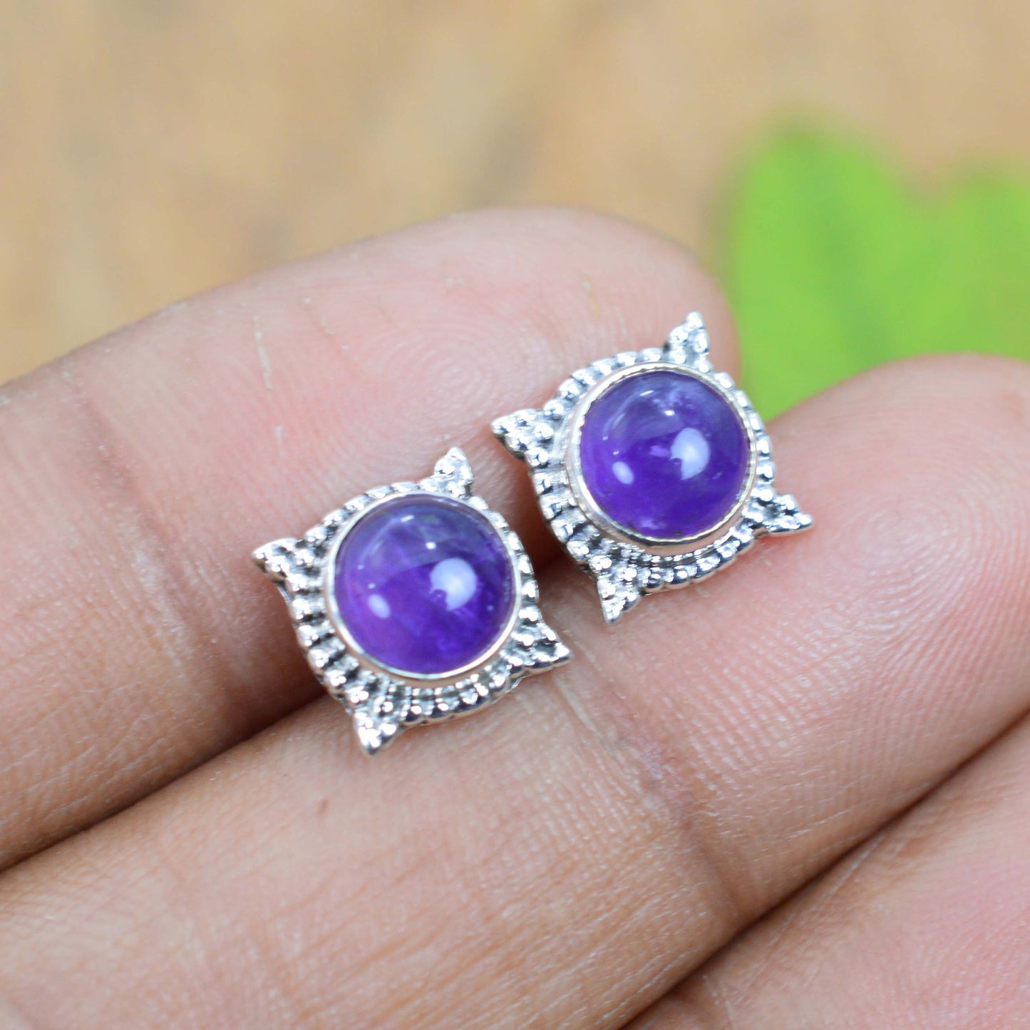 WHOLESALE 15PR 925 SOLID STERLING SILVER PURPLE AMETHYST STUD EARRING LOT