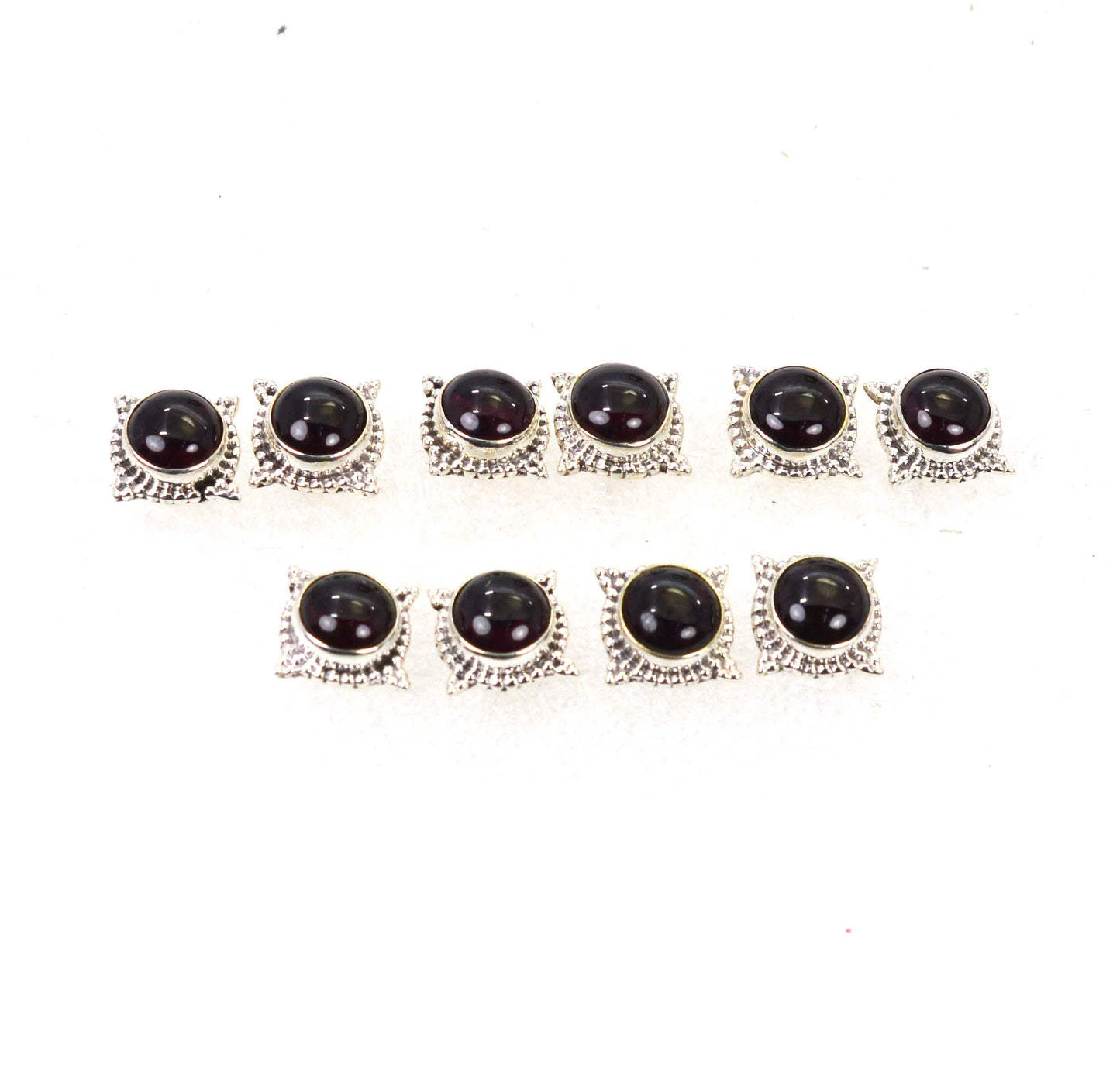 WHOLESALE 5PR 925 SOLID STELING SILVER RED GARNET STUD EARRING LOT