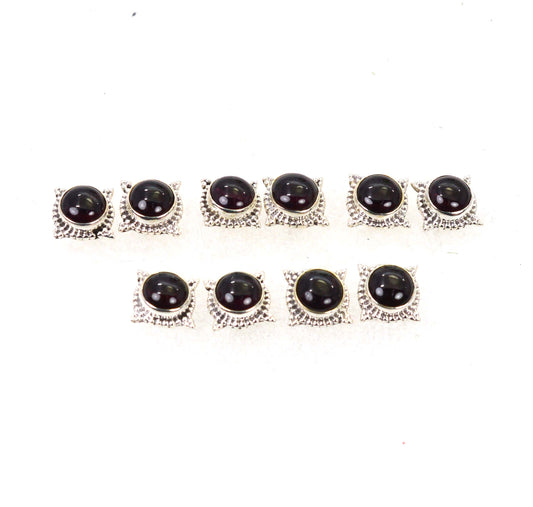 WHOLESALE 5PR 925 SOLID STELING SILVER RED GARNET STUD EARRING LOT