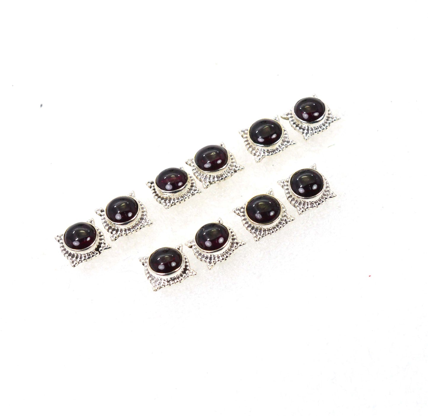 WHOLESALE 5PR 925 SOLID STELING SILVER RED GARNET STUD EARRING LOT