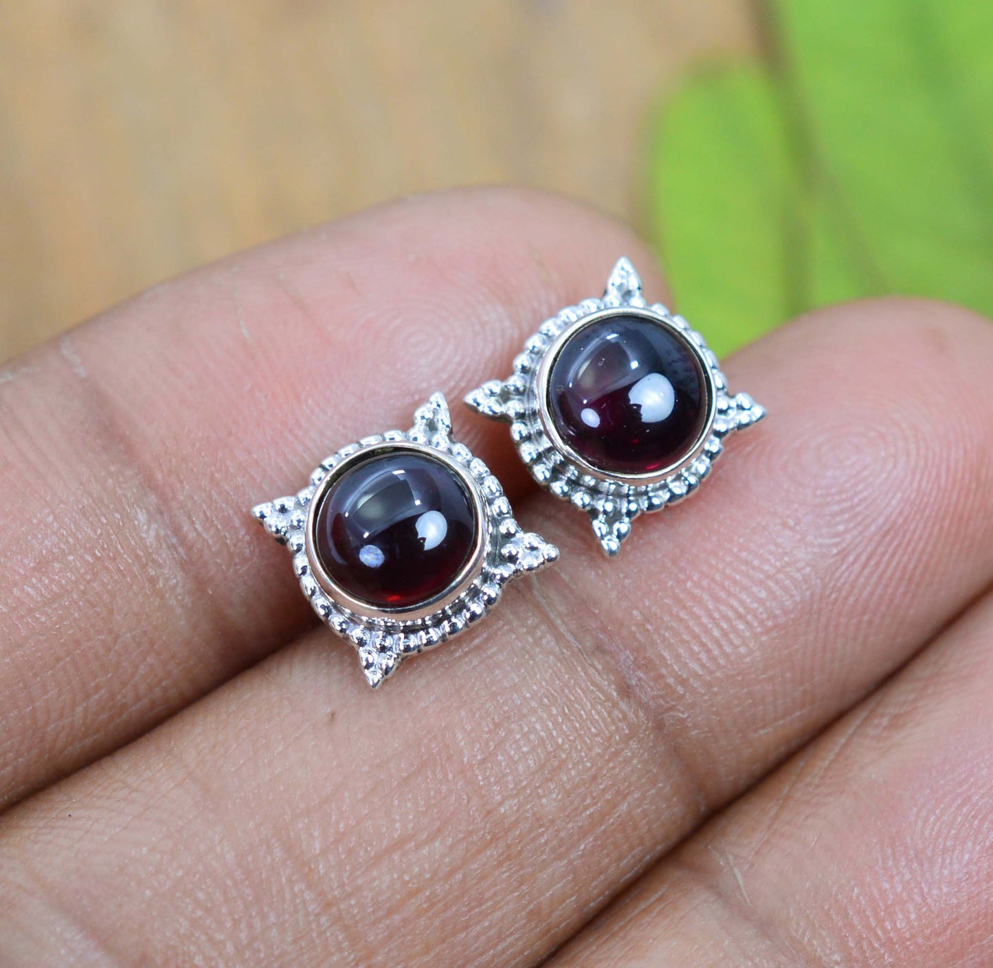 WHOLESALE 5PR 925 SOLID STELING SILVER RED GARNET STUD EARRING LOT
