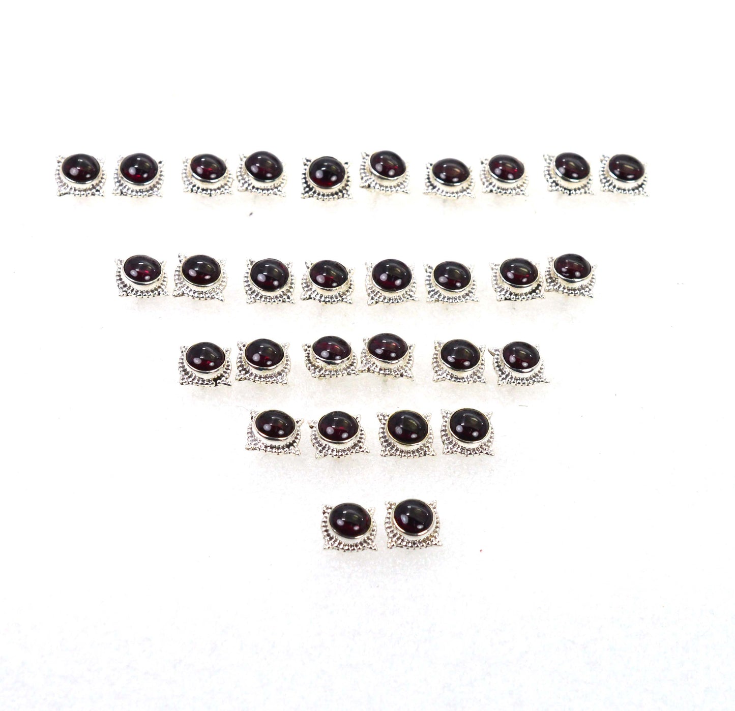 WHOLESALE 15PR 925 SOLID STELING SILVER RED GARNET STUD EARRING LOT