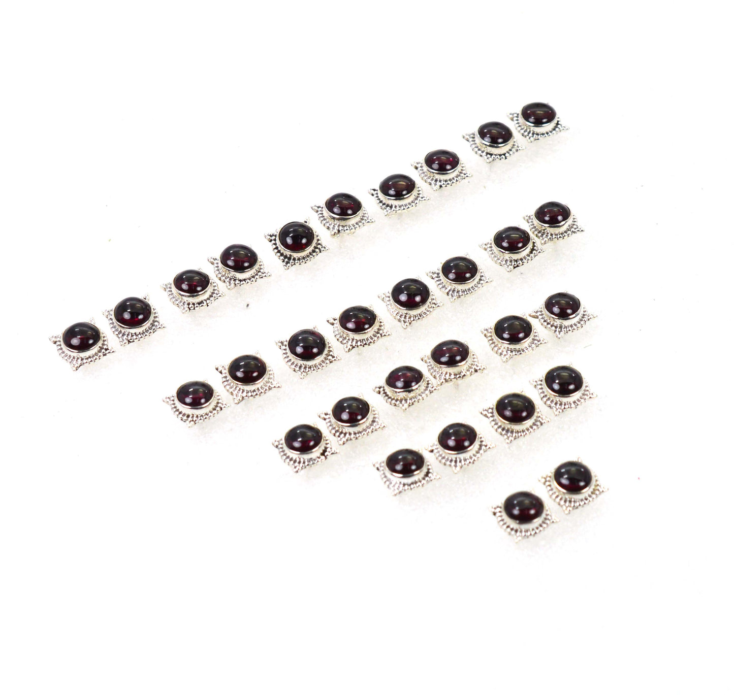 WHOLESALE 15PR 925 SOLID STELING SILVER RED GARNET STUD EARRING LOT
