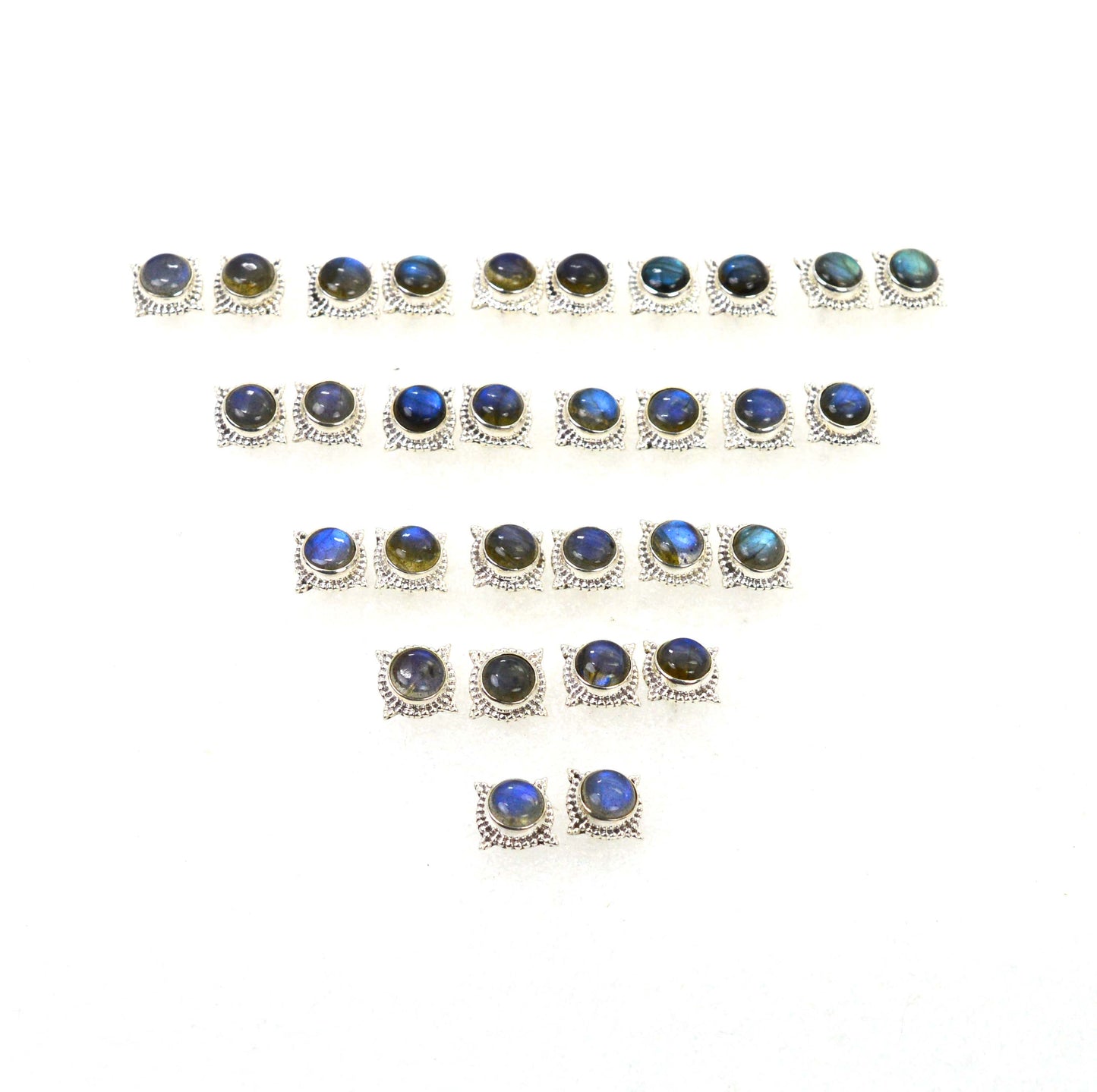 WHOLESALE 15PR 925 SOLID STERLING SILVER LABRADORITE STUD EARRING LOT