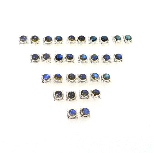 WHOLESALE 15PR 925 SOLID STERLING SILVER LABRADORITE STUD EARRING LOT