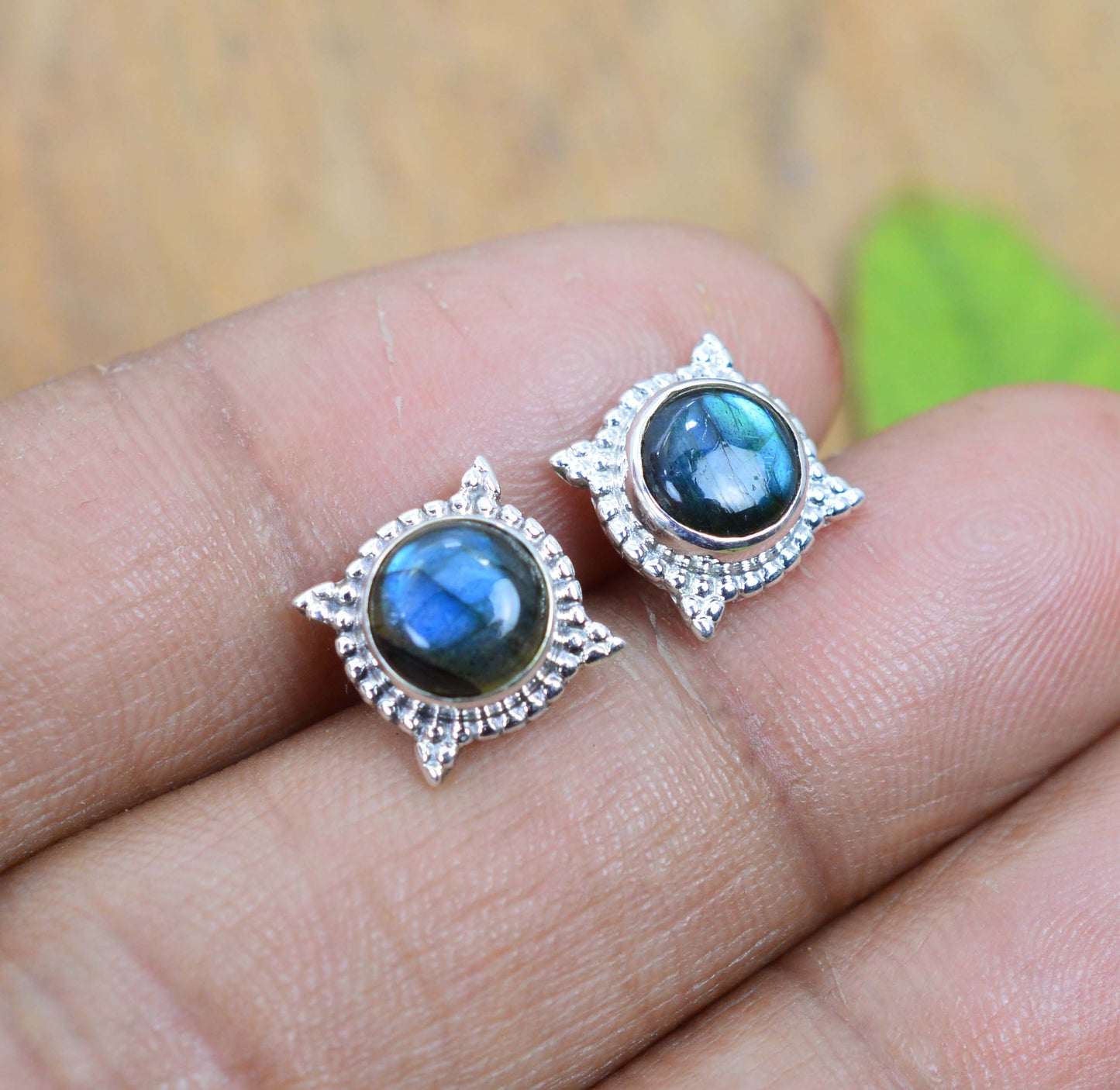 WHOLESALE 15PR 925 SOLID STERLING SILVER LABRADORITE STUD EARRING LOT