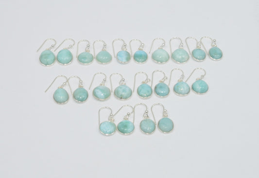 Wholesale 11Pr 925 Sterling Silver Natural Blue Larimar Hook Earring Lot