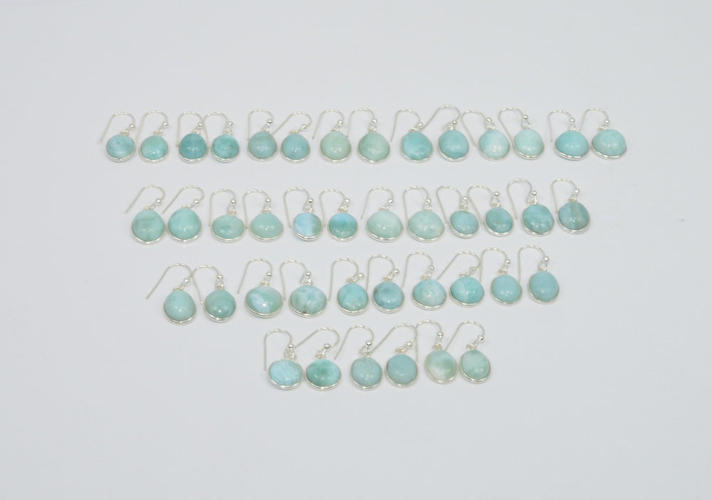 Wholesale 21Pr 925 Sterling Silver Natural Blue Larimar Hook Earring Lot