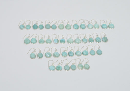 Wholesale 21Pr 925 Sterling Silver Natural Blue Larimar Hook Earring Lot