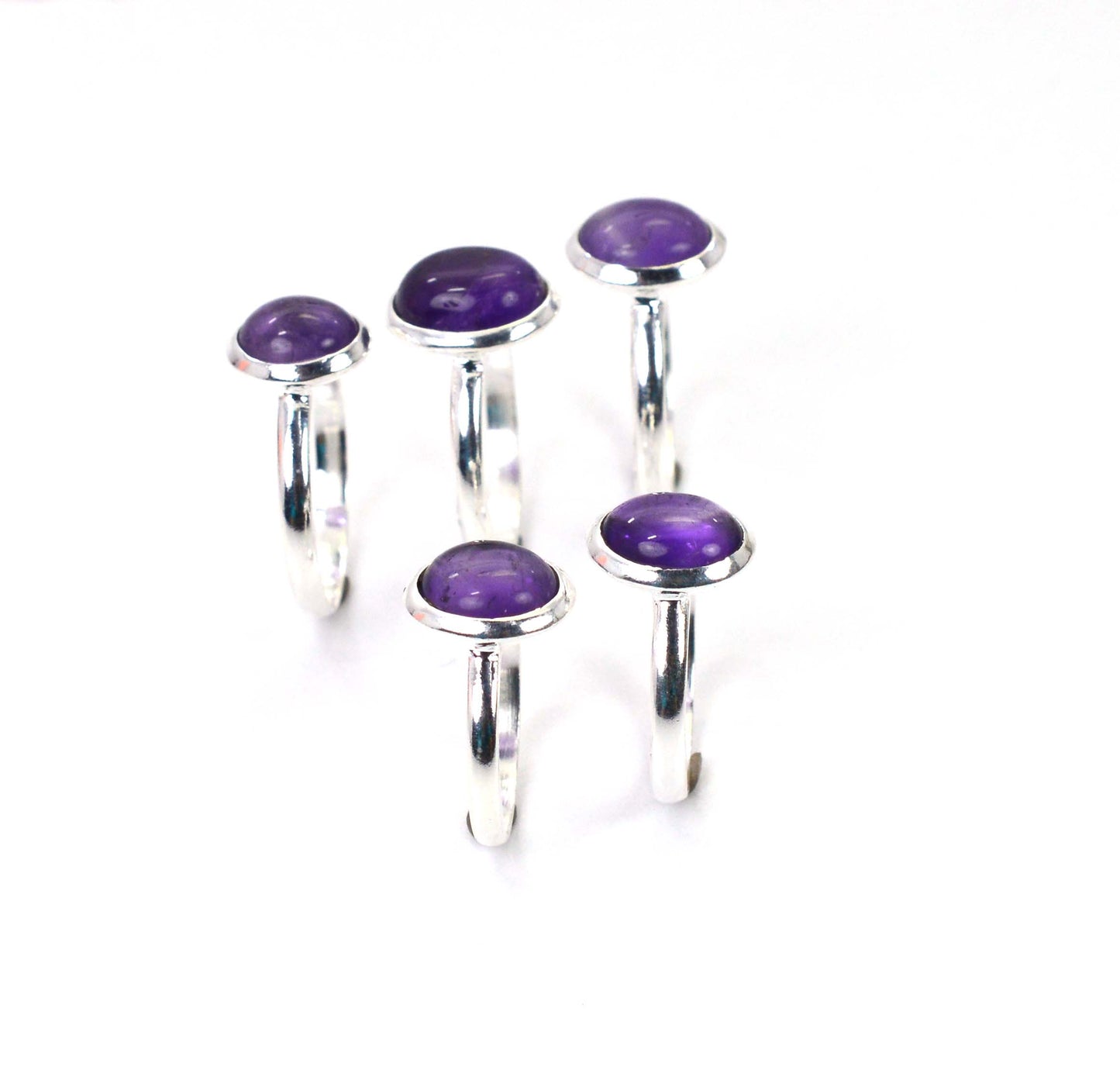 WHOLESALE 5PC 925 SOLID STERLING SILVER PURPLE AMETHYST RING LOT