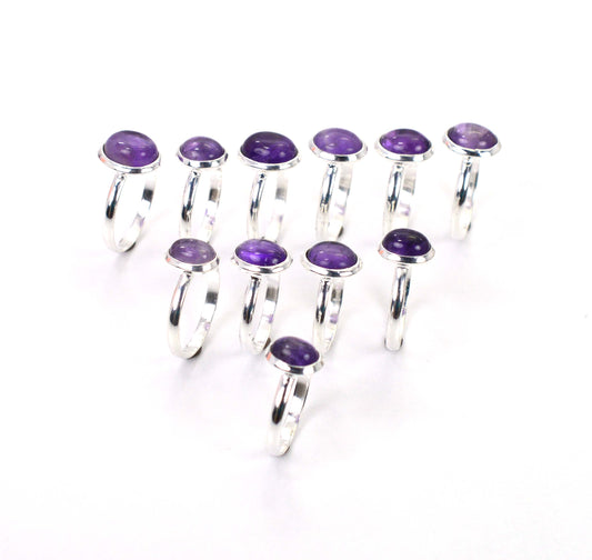 WHOLESALE 11PC 925 SOLID STERLING SILVER PURPLE AMETHYST RING LOT