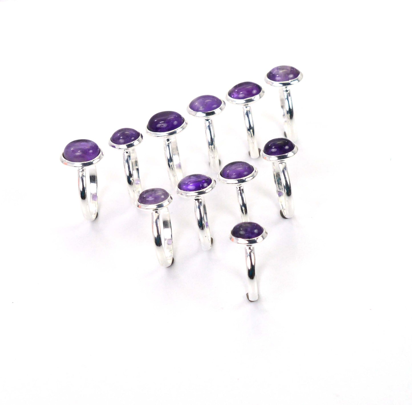 WHOLESALE 11PC 925 SOLID STERLING SILVER PURPLE AMETHYST RING LOT