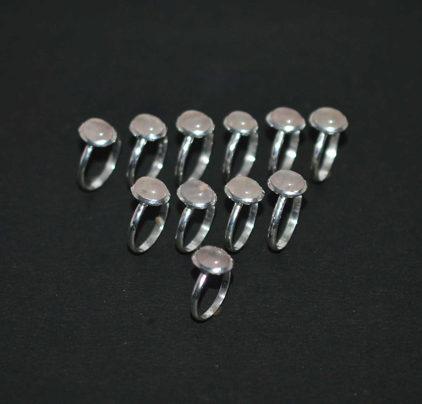 WHOLESALE 11PC 925 SOLID STERLING SILVER PINK ROSE QUARTZ RING LOT