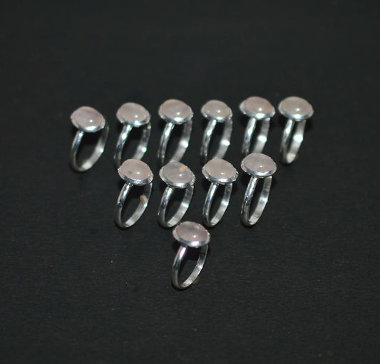 WHOLESALE 11PC 925 SOLID STERLING SILVER PINK ROSE QUARTZ RING LOT