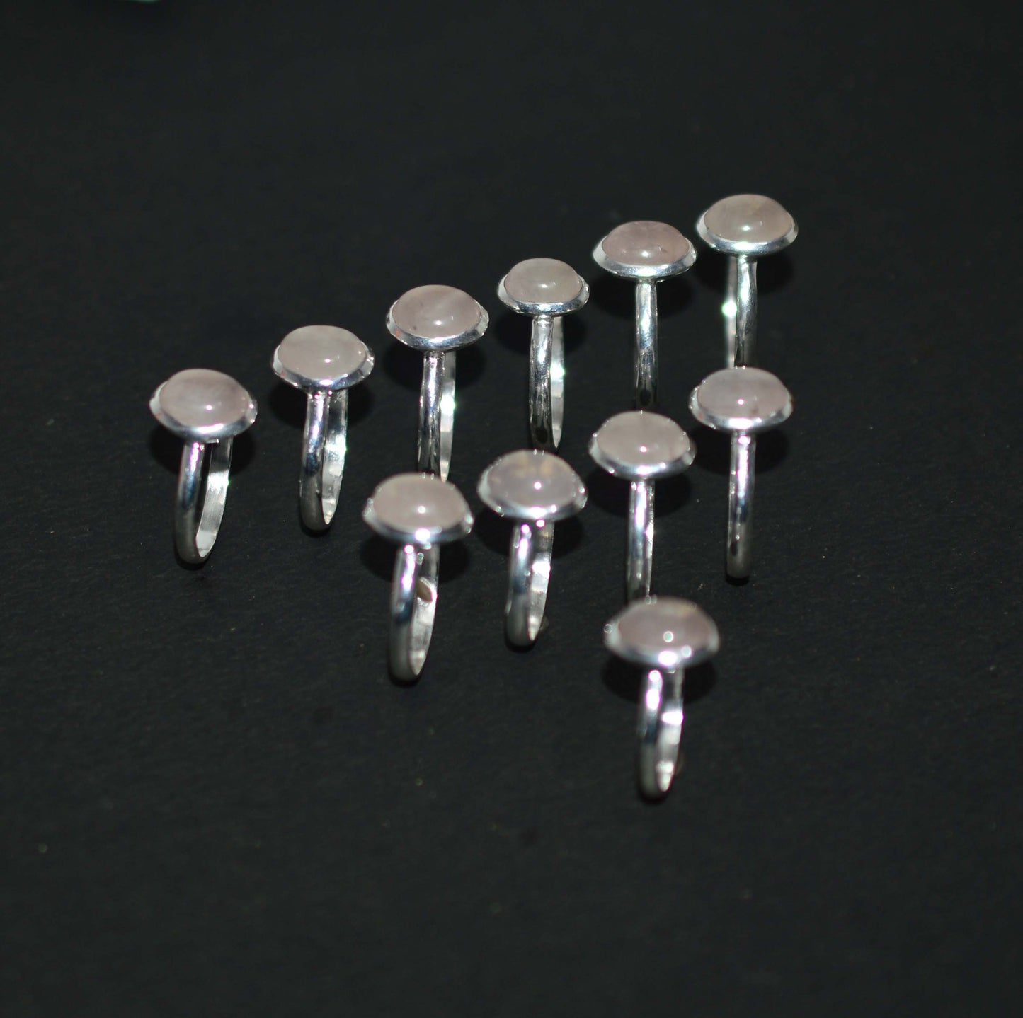 WHOLESALE 11PC 925 SOLID STERLING SILVER PINK ROSE QUARTZ RING LOT