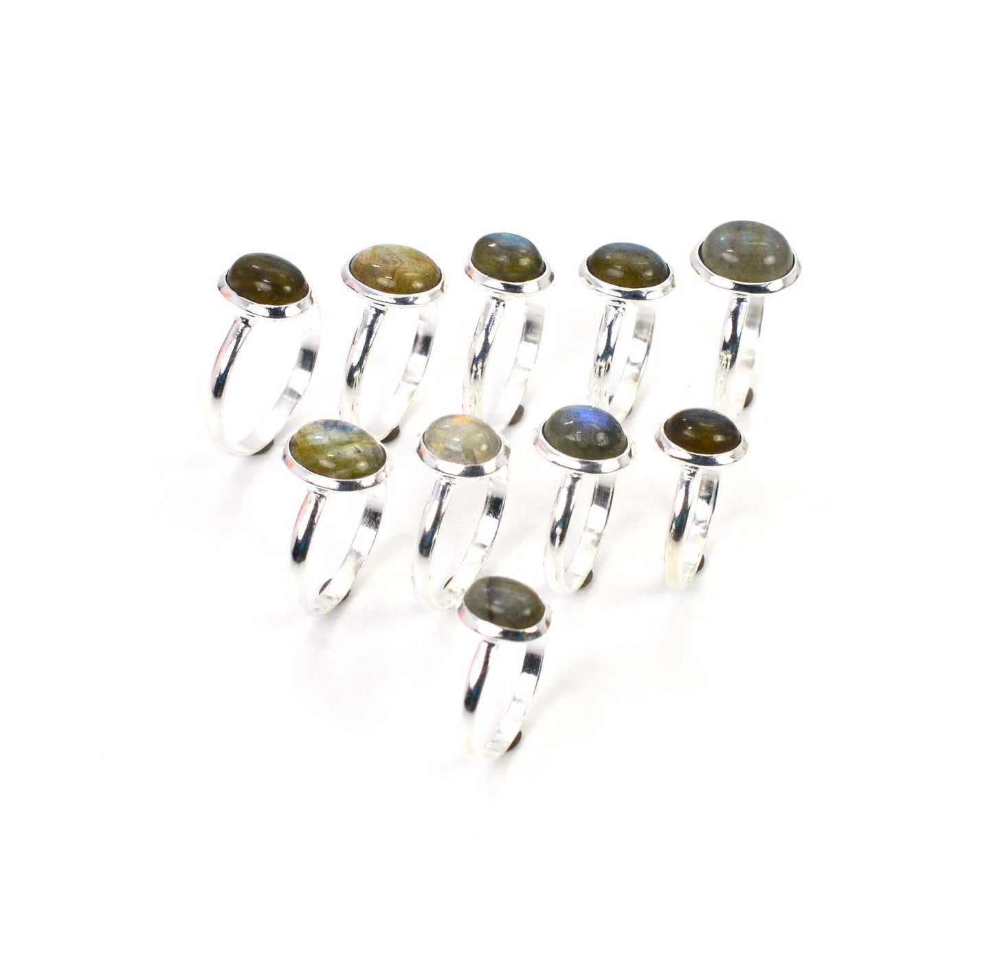 WHOLESALE 10PC 925 SOLID STERLING SILVER LABRADORITE RING LOT