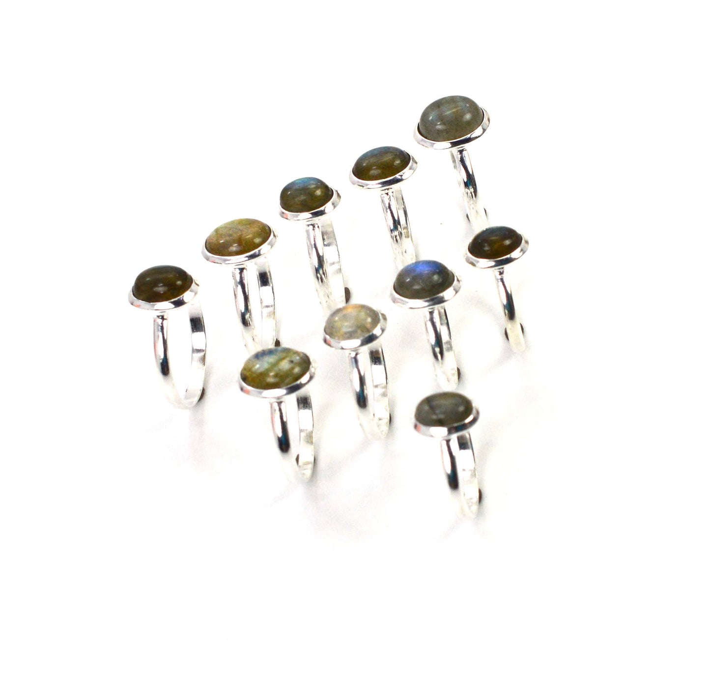 WHOLESALE 10PC 925 SOLID STERLING SILVER LABRADORITE RING LOT