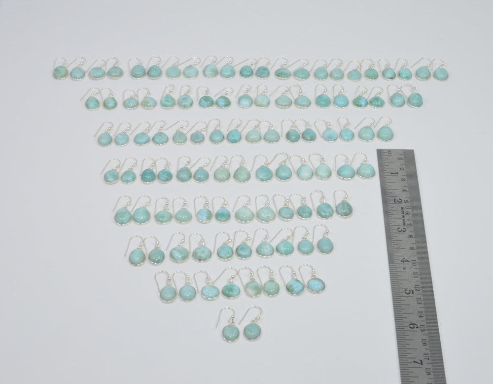 Wholesale 51Pr 925 Sterling Silver Natural Blue Larimar Hook Earring Lot