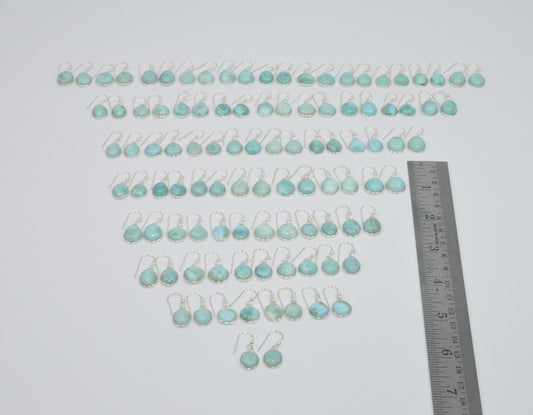 Wholesale 51Pr 925 Sterling Silver Natural Blue Larimar Hook Earring Lot