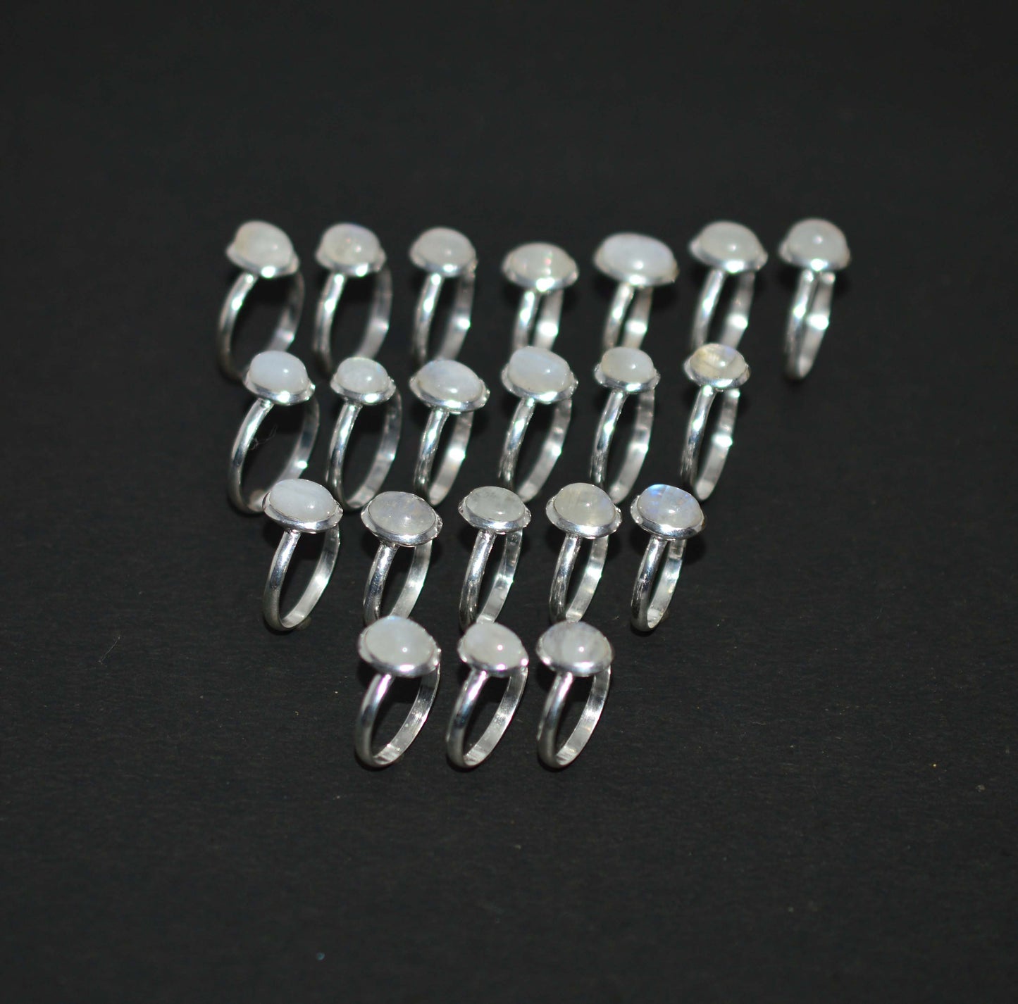 WHOLESALE 21PC 925 SOLID STERLING SILVER WHITE RAINBOW MOONSTONE RING LOT