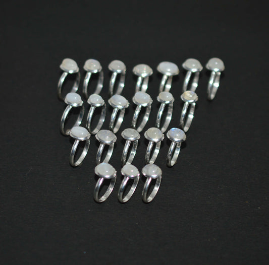 WHOLESALE 21PC 925 SOLID STERLING SILVER WHITE RAINBOW MOONSTONE RING LOT