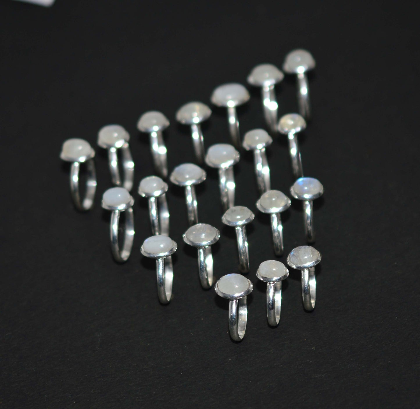 WHOLESALE 21PC 925 SOLID STERLING SILVER WHITE RAINBOW MOONSTONE RING LOT