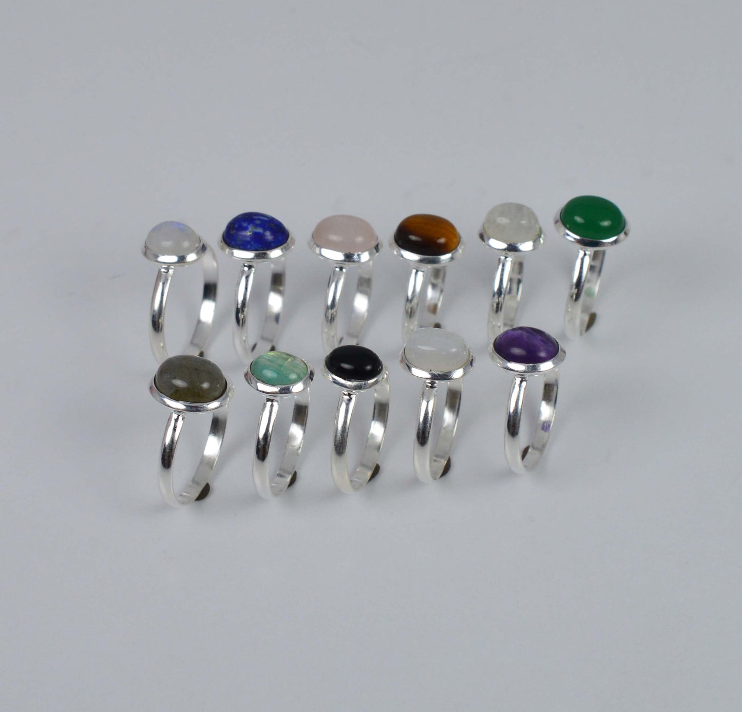WHOLESALE 11PC 925 SOLID STERLING SILVER PINK ROSE QUARTZ MIX RING LOT