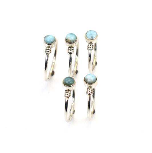 WHOLESALE 5PC 925 SOLID STERLING SILVER BLUE LARIMAR RING LOT
