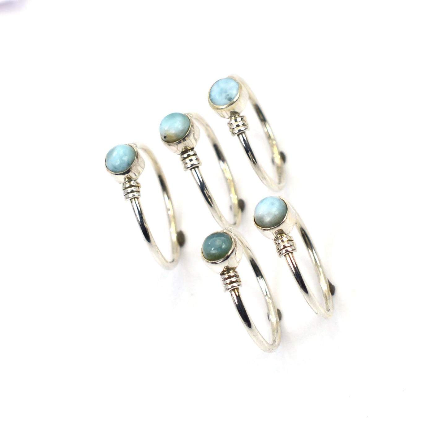 WHOLESALE 5PC 925 SOLID STERLING SILVER BLUE LARIMAR RING LOT