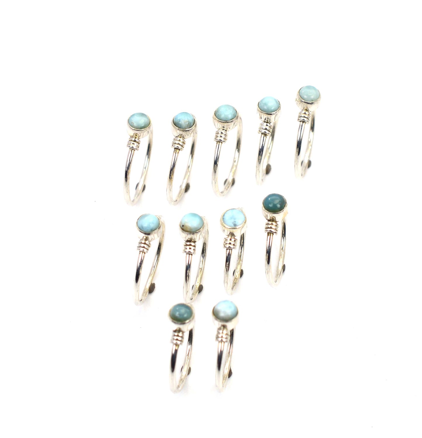 WHOLESALE 11PC 925 SOLID STERLING SILVER BLUE LARIMAR RING LOT
