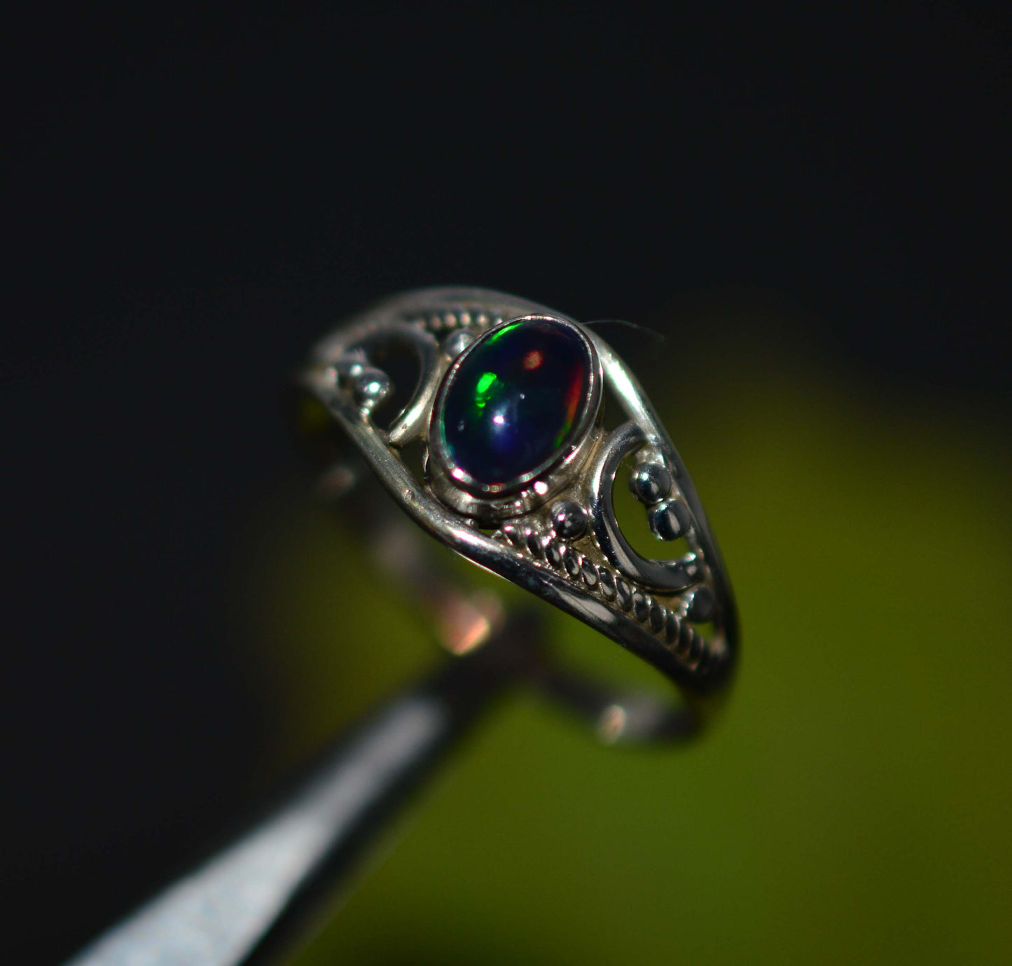 WHOLESALE 5PC 925 SOLD STERLING SILVER NATURAL BLACK ETHIOPIAN OPAL RING LOT