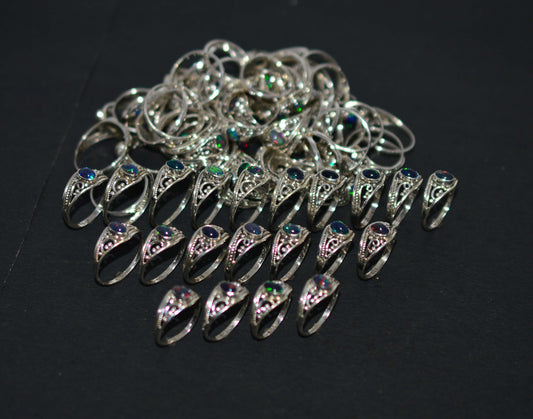 WHOLESALE 51PC 925 SOLD STERLING SILVER NATURAL BLACK ETHIOPIAN OPAL RING LOT