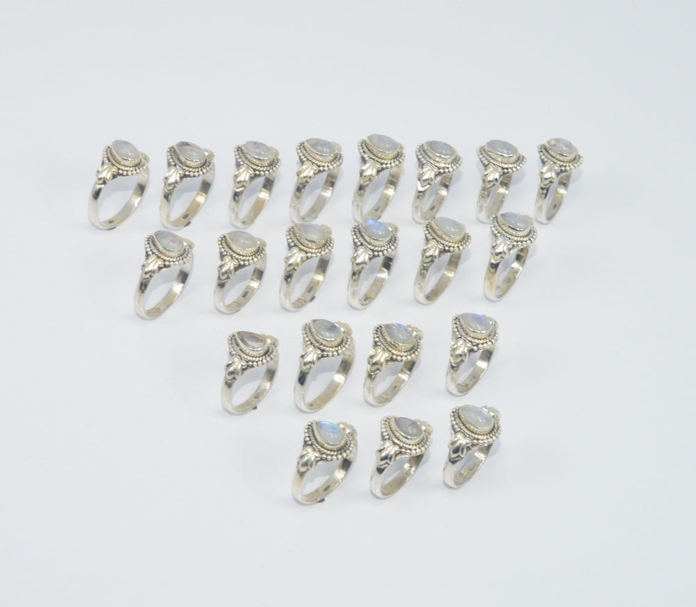 Wholesale 21Pc 925 Solid Sterling Silver Rainbow Moon Stone Ring Lot Gtc192
