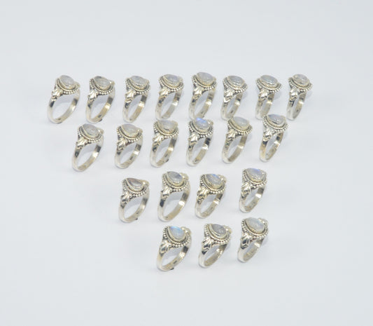 Wholesale 21Pc 925 Solid Sterling Silver Rainbow Moon Stone Ring Lot Gtc192