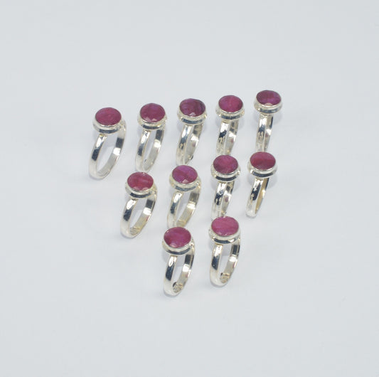 Wholesale 11Pc 925 Solid Sterling  Simulated Ruby Ring Lot Gtc194