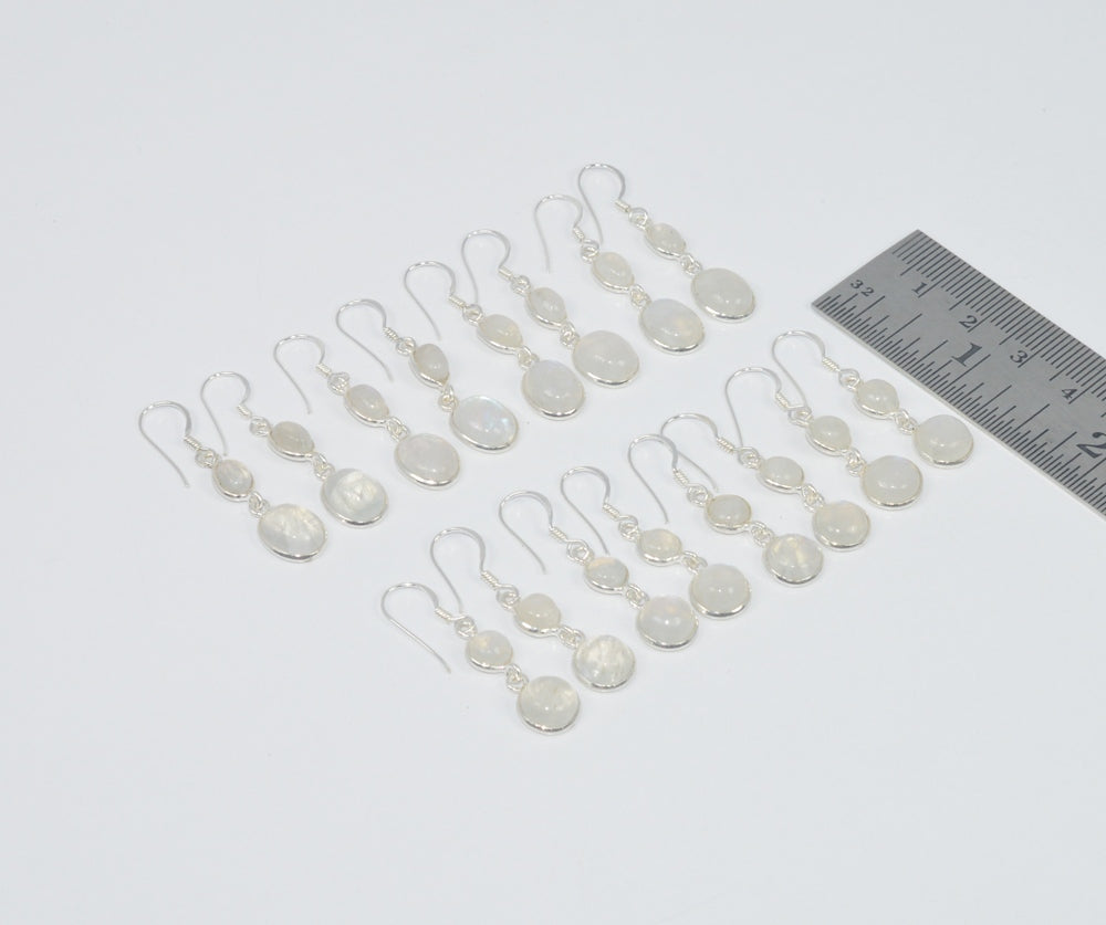 Wholesale 8Pr 925 Solid Sterling Silver Rainbow Moon Stone Earring Lot Gtc195