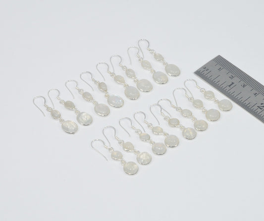 Wholesale 8Pr 925 Solid Sterling Silver Rainbow Moon Stone Earring Lot Gtc195