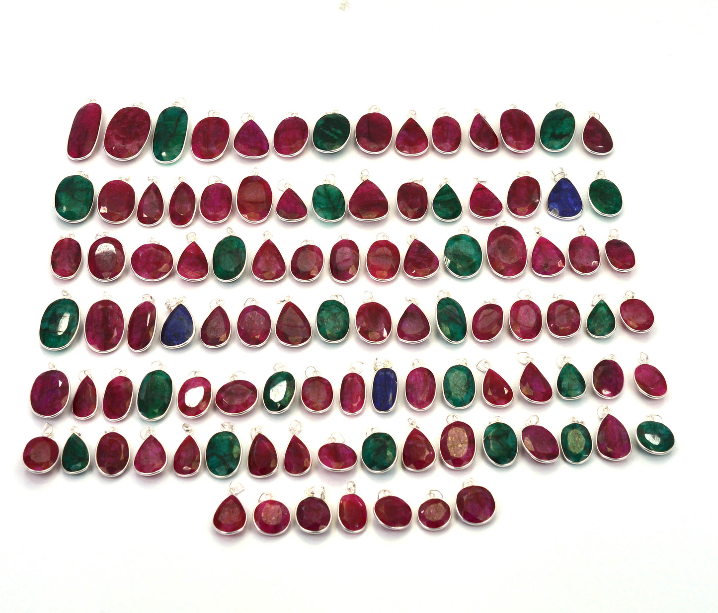 WHOLESALE 101PC 925 STERLING CUT Simulated Ruby MIX PENDANT LOT