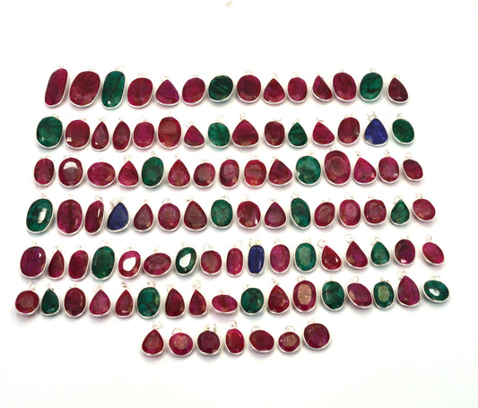 WHOLESALE 101PC 925 STERLING CUT Simulated Ruby MIX PENDANT LOT