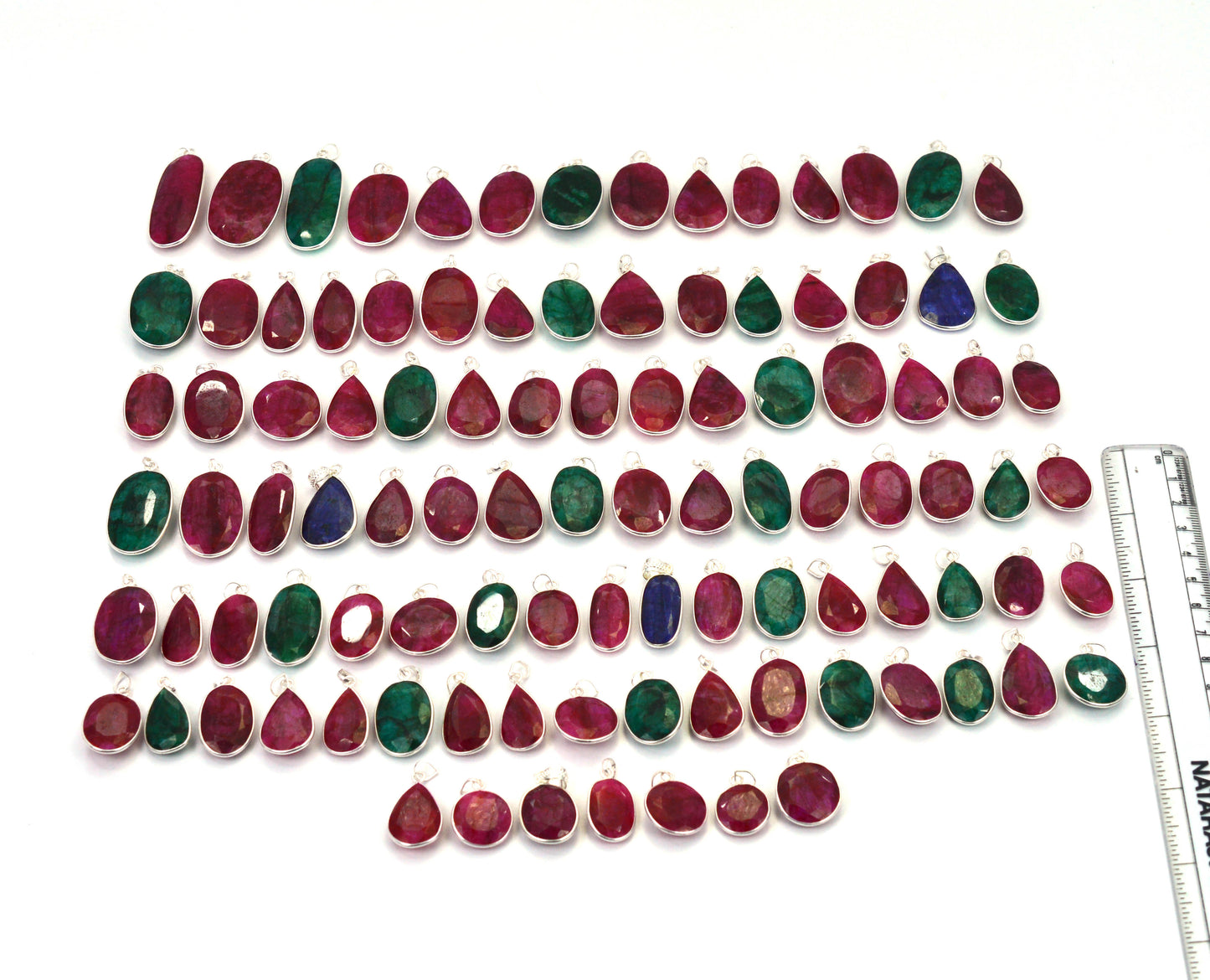 WHOLESALE 101PC 925 STERLING CUT Simulated Ruby MIX PENDANT LOT