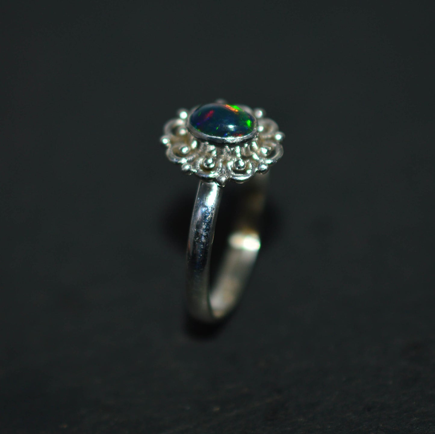 WHOLESALE 5PC 925 SOLID STERLING SILVER BLACK ETHIOPIAN OPAL RING LOT