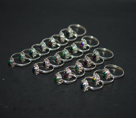 WHOLESALE 21PC 925 SOLID STERLING SILVER BLACK ETHIOPIAN OPAL RING LOT