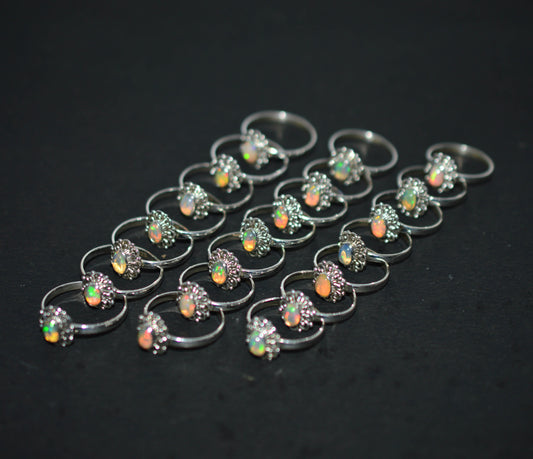 WHOLESALE 21PC 925 SOLID STERLING SILVER ETHIOPIAN OPAL RING LOT