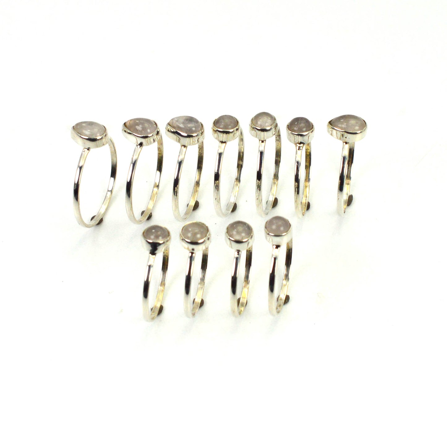 WHOLESALE 11PC 925 SOLID STERLING SILVER PINK ROSE QUARTZ RING LOT