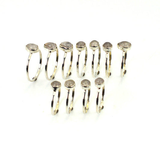 WHOLESALE 11PC 925 SOLID STERLING SILVER PINK ROSE QUARTZ RING LOT